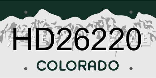 HD26220 Colorado License Plate