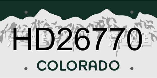 HD26770 Colorado License Plate
