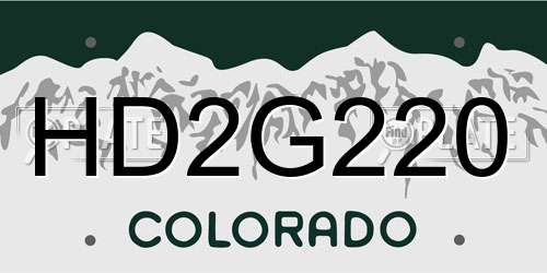 HD2G220 Colorado License Plate