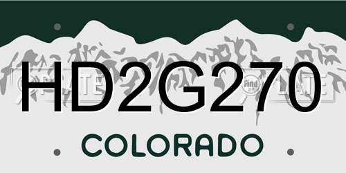 HD2G270 Colorado License Plate