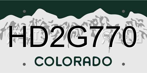 HD2G770 Colorado License Plate