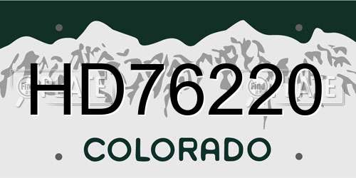 HD76220 Colorado License Plate