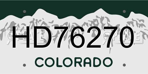 HD76270 Colorado License Plate