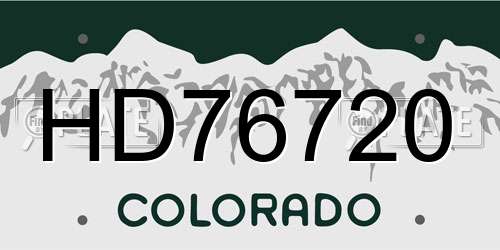 HD76720 Colorado License Plate