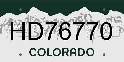 HD76770 Colorado License Plate