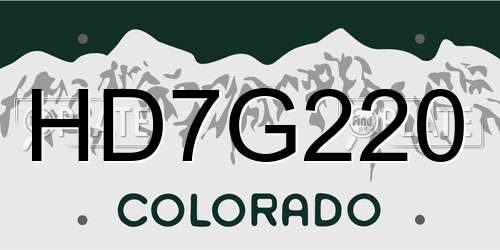 HD7G220 Colorado License Plate