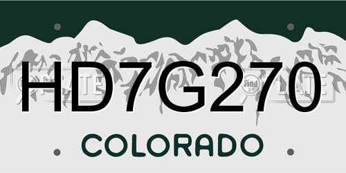 HD7G270 Colorado License Plate