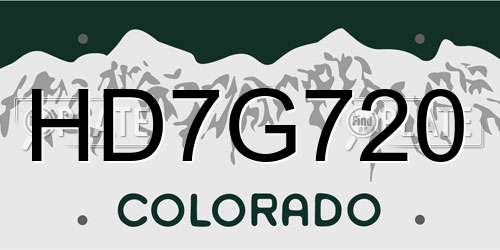 HD7G720 Colorado License Plate