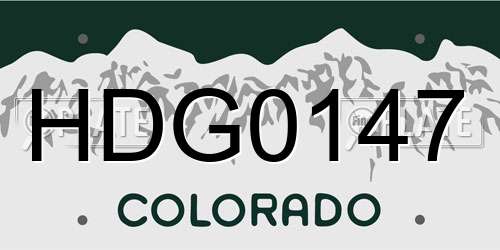 HDG0147 Colorado License Plate