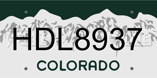 HDL8937 Colorado License Plate