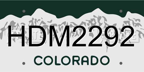HDM2292 Colorado License Plate
