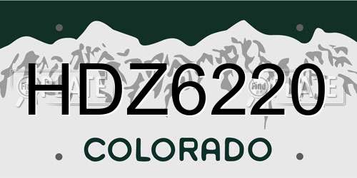 HDZ6220 Colorado License Plate