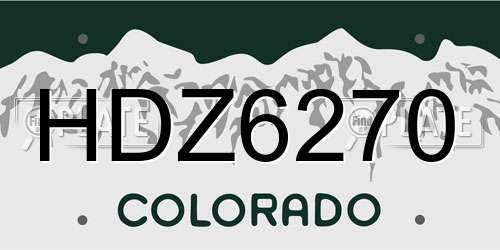 HDZ6270 Colorado License Plate