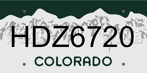 HDZ6720 Colorado License Plate