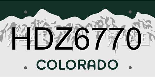 HDZ6770 Colorado License Plate