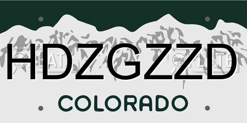 HDZGZZD Colorado License Plate