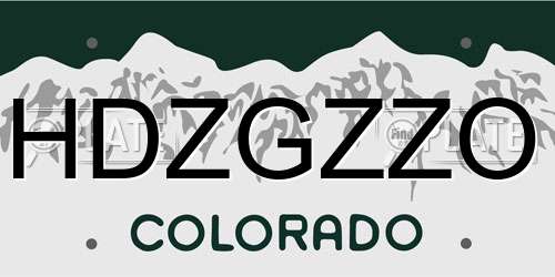 HDZGZZO Colorado License Plate