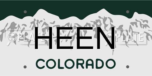 HEEN Colorado License Plate