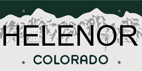 HELENOR Colorado License Plate