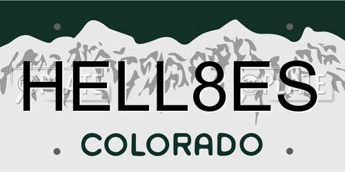 HELL8ES Colorado License Plate