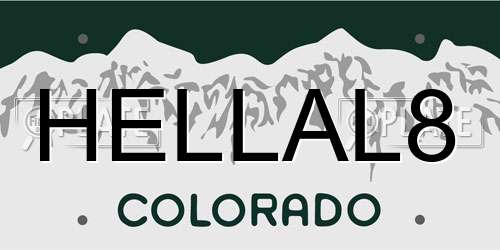 HELLAL8 Colorado License Plate