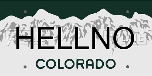 HELLNO Colorado License Plate