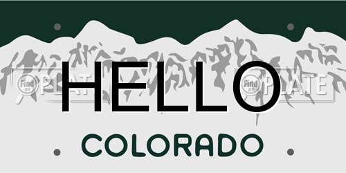 HELLO Colorado License Plate