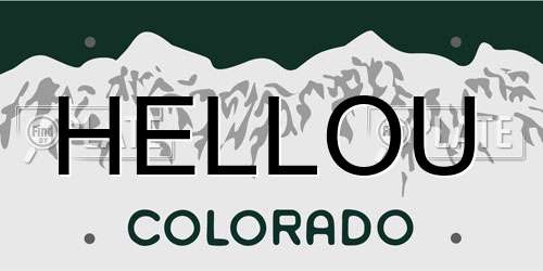 HELLOU Colorado License Plate