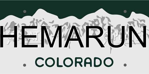 HEMARUN Colorado License Plate