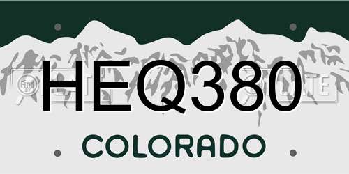 HEQ380 Colorado License Plate