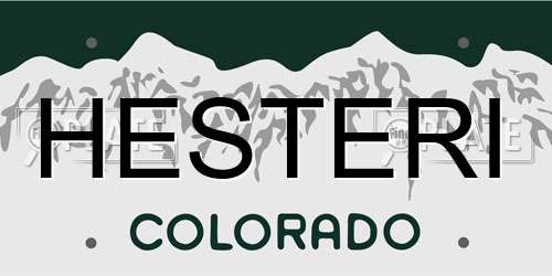 HESTERI Colorado License Plate