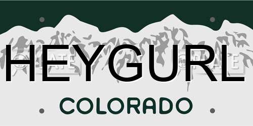 HEYGURL Colorado License Plate