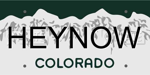 HEYNOW Colorado License Plate