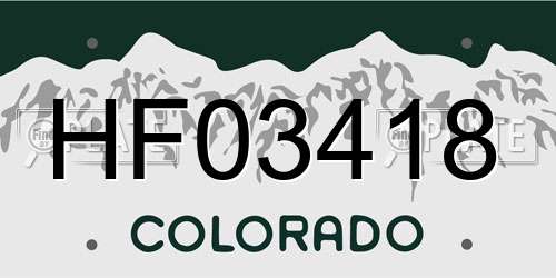 HF03418 Colorado License Plate