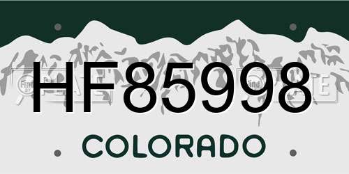 HF85998 Colorado License Plate
