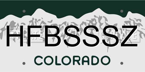 HFBSSSZ Colorado License Plate