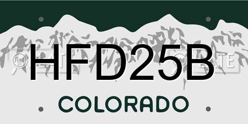 HFD25B Colorado License Plate