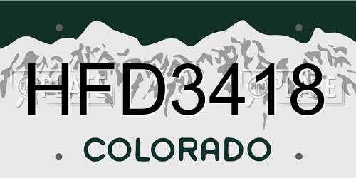 HFD3418 Colorado License Plate