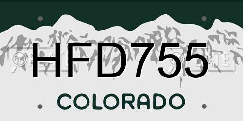 HFD755 Colorado License Plate