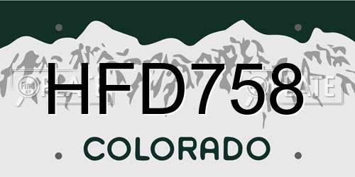 HFD758 Colorado License Plate