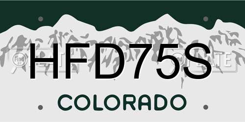 HFD75S Colorado License Plate