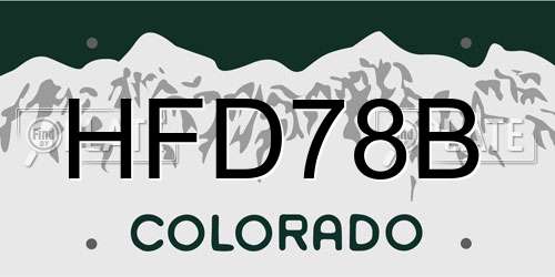 HFD78B Colorado License Plate