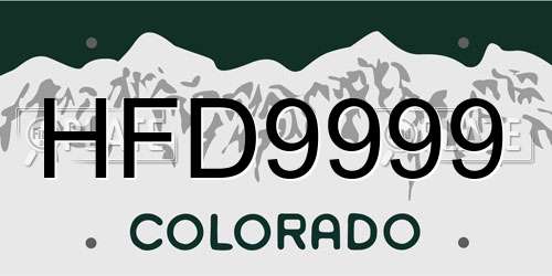 HFD9999 Colorado License Plate