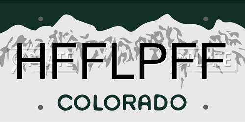HFFLPFF Colorado License Plate