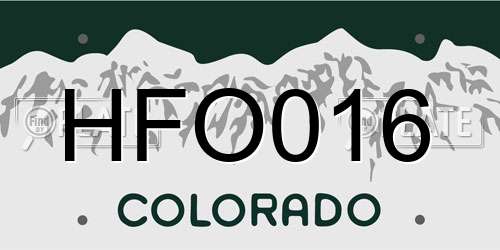 HFO016 Colorado License Plate