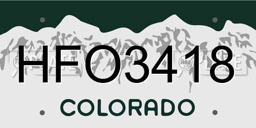 HFO3418 Colorado License Plate