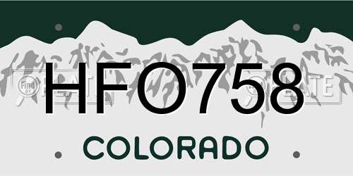 HFO758 Colorado License Plate