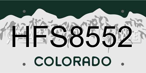 HFS8552 Colorado License Plate