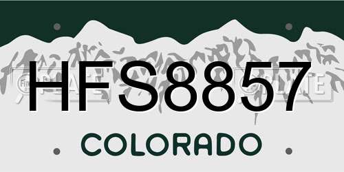 HFS8857 Colorado License Plate