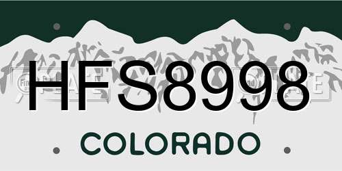 HFS8998 Colorado License Plate